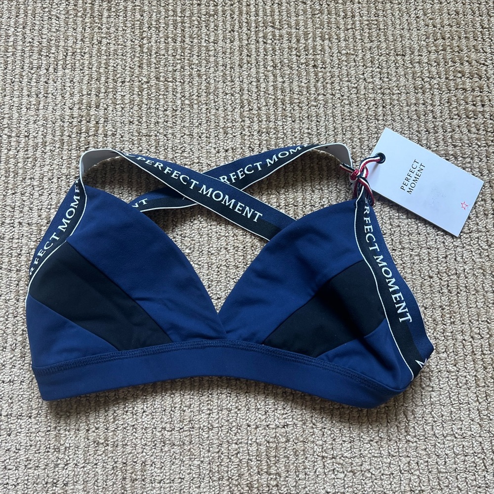 Perfect Moment Blue and Black Crop Top